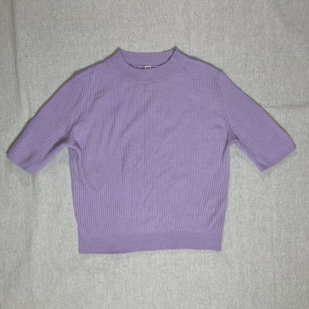 Uniqlo | 100% Wool Lavender Short Sleeve Lightweight Sweater | Medium